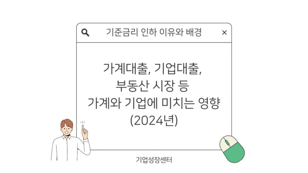 기준금리 인하 이유와 배경  가계대출, 기업대출, 부동산 시장 등 가계와 기업에 미치는 영향